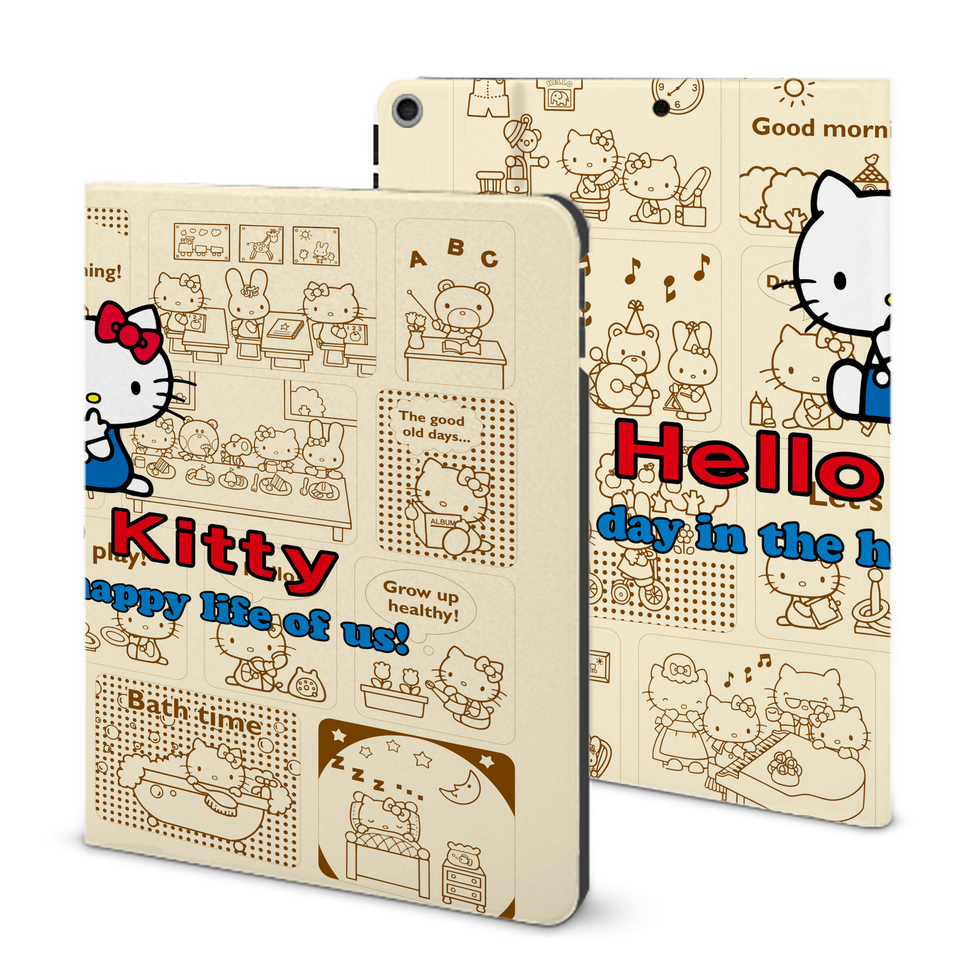 （画像用） Hello Kitty ハローキティ IPad ケース ブック型 PUレザー TPU 耐衝撃 軽量 薄型 ペン収納なし 全面保護 IPad 各モデル対応